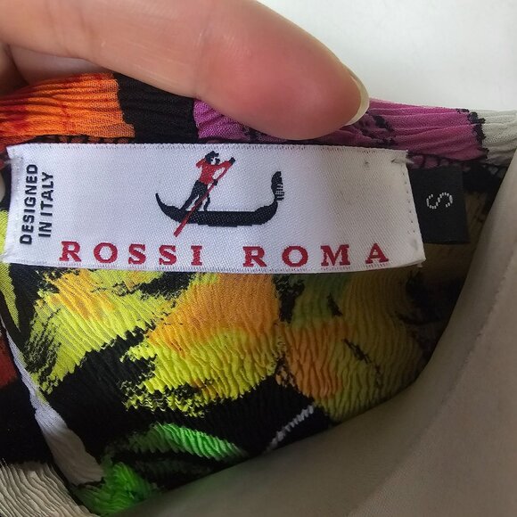 Rossi Roma Crinkle Floral Colorful Jacket/Blouse S Abstract Artsy Vibrant Topper - Picture 4 of 12